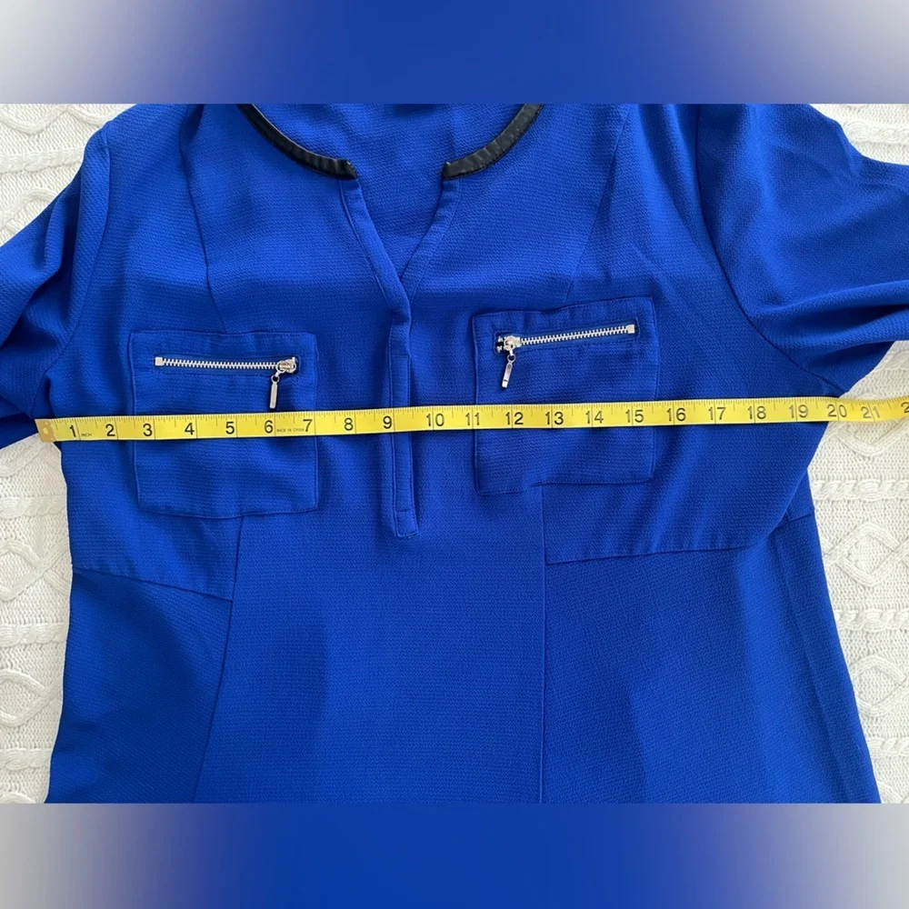 Rafaella Elegant Royal Blue Women's Blouse Roll Up Sleeves Size Large - Picture 16 of 16